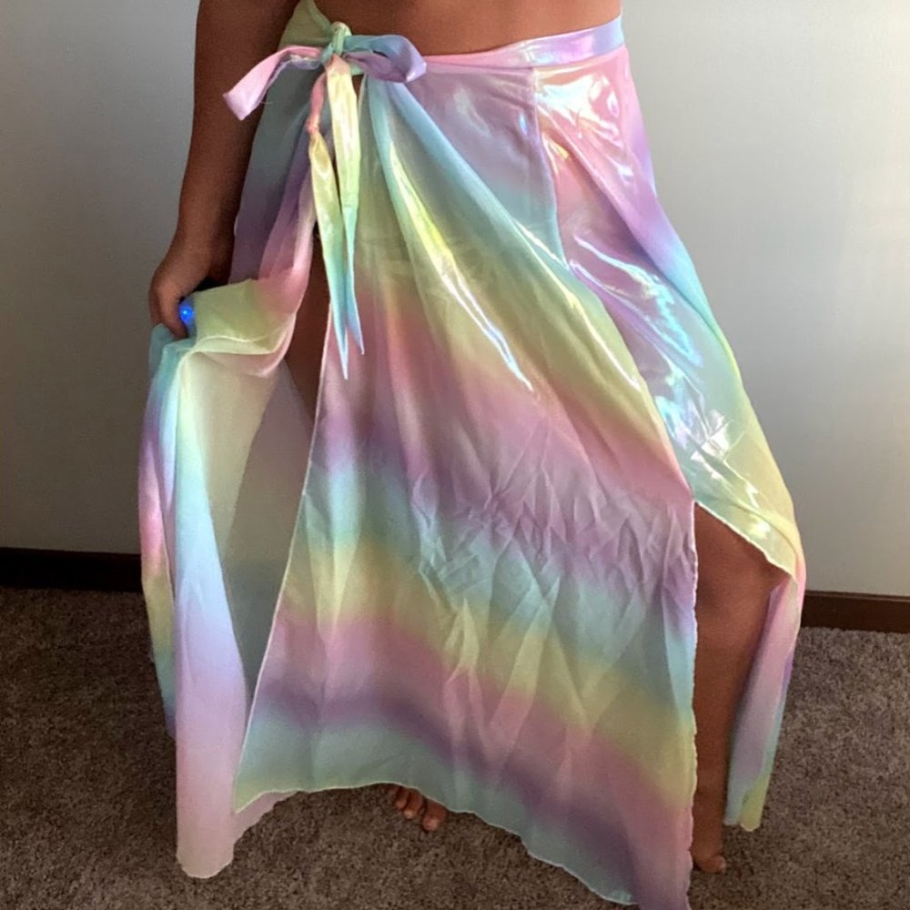 Shimmery rainbow wrap skirt